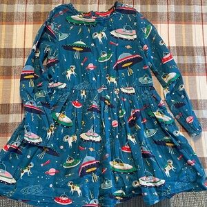 Mini Boden Teal Dress with Space Theme